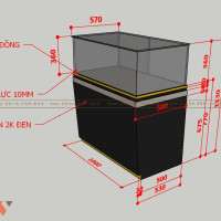 Mẫu tủ trang sức rời kích thước 1000 mm x 570 mm x 1130 mm.